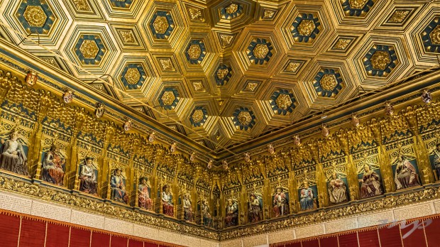 Council Room ceiling, Alcazar of Segovia (Segovia Castle), Segovia, Spain.