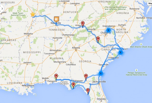 Route Map, 2015 Travel, RV Travel Logs, Meandering Passage