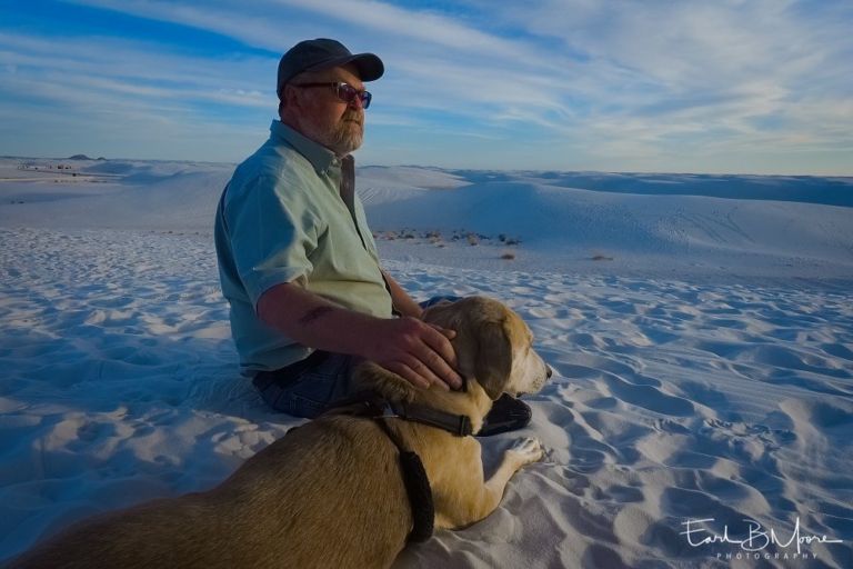 Earl and Maggie at White Sands, NM, 2016 - Photo by Bonnie Moore