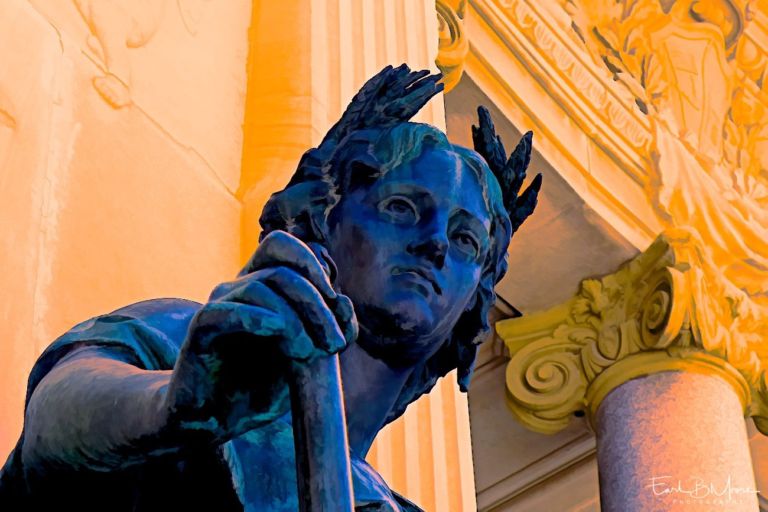 One of several sculptures devoted to King Alfonso XII, which was opened in 1922 by his son, Alfonso XIII, is the most popular areas of the large pond in the Retiro park, Madrid central, Spain.